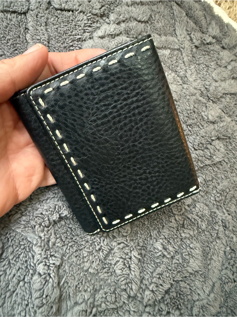 Relic Black Wallet with White Contrast Stitching-faux pebbled leather
